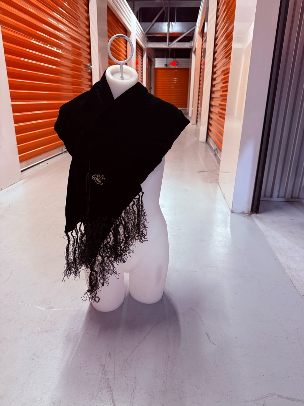 Ralph Lauren Black Fringe Wrap Scarf
